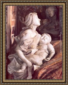 Virgil's Tomb Framed Paintings - Tomb of Pope Alexander VII [detail of  Charity] by Gian Lorenzo Bernini